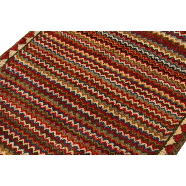 Tribal 1950s Vintage Gabbeh Persian Tribal Rug in Chevron Patterns For Sale - Image 3 of 7