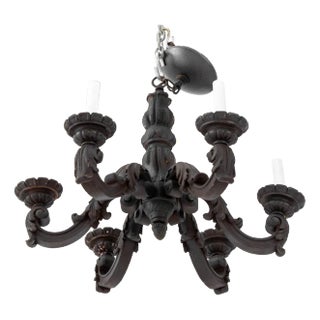 Louis XVI Style Carved Wood Six-Light Chandelier For Sale