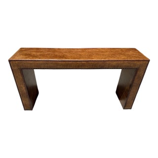 Faux Leather Embossed Console Table For Sale