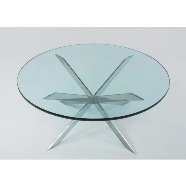 Pace Collection Leon Rosen Pace Collection Coffee Table Double X Base Round 1970s For Sale - Image 4 of 13