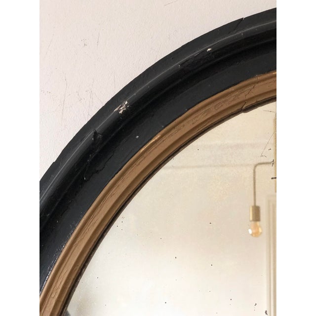 Large Antique French Louis Philippe Oval Mirror – Black and Gold, Late 19th Century For Sale - Image 9 of 11