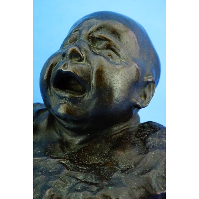 Pietro Ceccarelli, Bust of Newborn Baby First Cry, 1890s, Bronze and Marble For Sale - Image 16 of 18