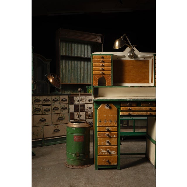 Early 20th Century 1910s–1920s Industrial Watchmaker's Workbench With Faries Brass Lamp For Sale - Image 5 of 7
