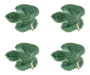 Bordallo Pinheiro Countryside Leaves Fig Leaf With Caterpillar, Set of 4