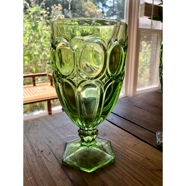 1970s Fostoria Green Moonstone Tea Glasses Set 10 For Sale - Image 5 of 11