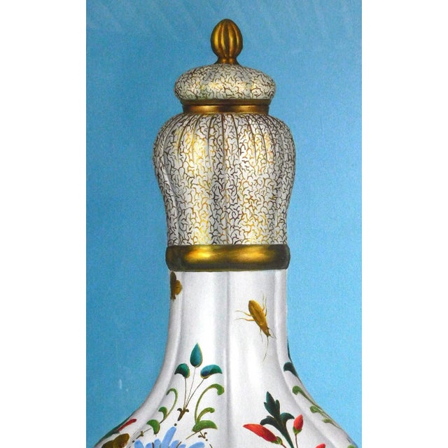 White 1960s Photorealist Chinoiserie Vase Still Life Oil Paintings, Framed - a Pair For Sale - Image 8 of 11