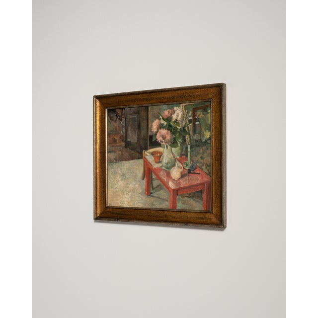 Gold 20th Century French Gold Framed Oil on Panel Still Life For Sale - Image 8 of 15