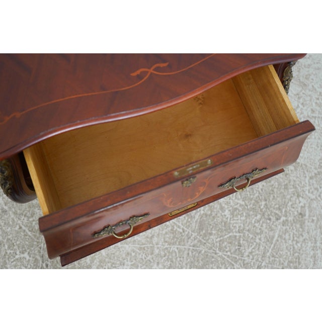 French Style Inlaid Mahogany Bombe Chest Commode For Sale - Image 4 of 17