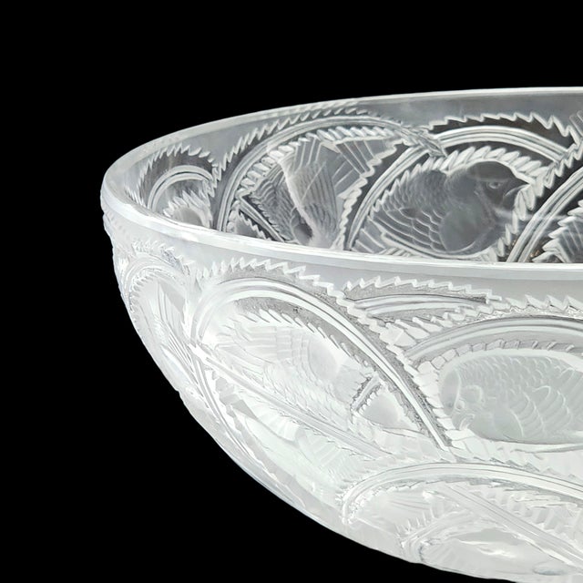 Lalique France Pinsons Crystal Centerpiece Bowl With Frosted Finches 9.125" For Sale - Image 14 of 18