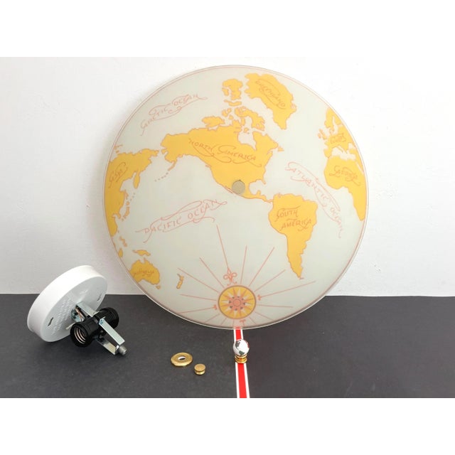 Mid Century World Map Flush Light For Sale - Image 16 of 18