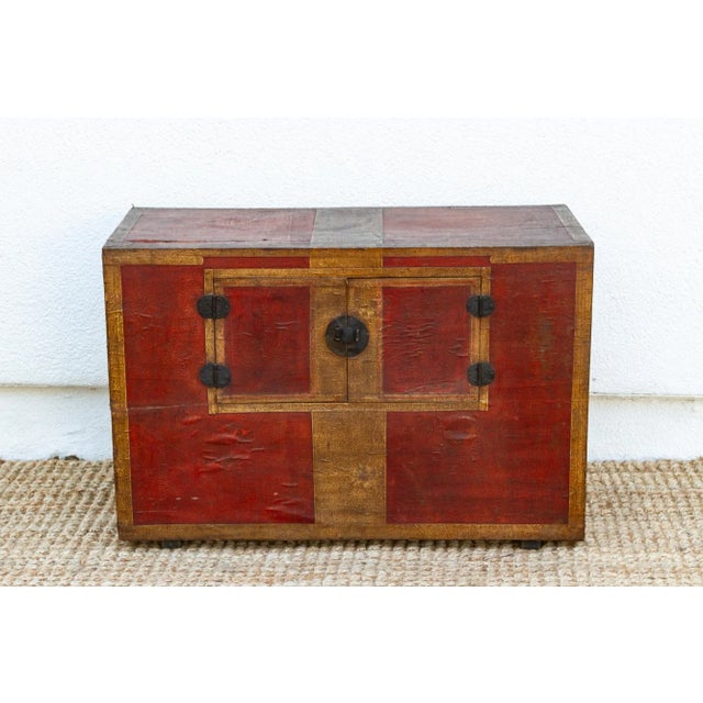 Traditional Antique Korean Painted Marriage Chest For Sale - Image 3 of 11