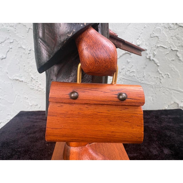 Vintage Italian Hand-Carved Wood Scholar/Lawyer Figure Sculpture by Romer For Sale - Image 10 of 12