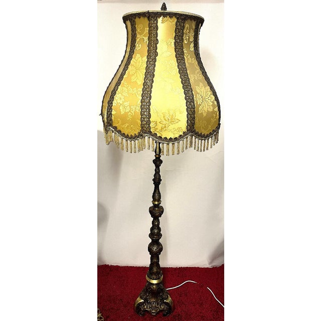 Brass Floor Lamp with Fabric Shade from Unbekannt, 1920s, in Very Good conditions. Designed 1920 to 1949 I have official...