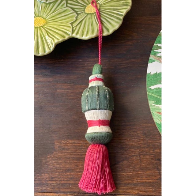 Furniture Bow Dark Pink and Dark Green Cotton Tassel by Miho, in New conditions. Designed from 2000 Labeled by Maker