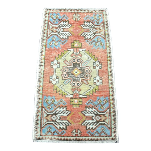 Vintage Traditional Turkish Multicolor Small Rug For Sale