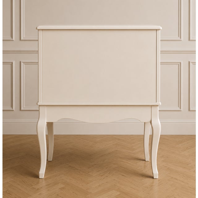 Vintage French Provincial Inlaid Secretary Desk-White Painted Finish- Drop-Front Writing Desk For Sale - Image 6 of 6