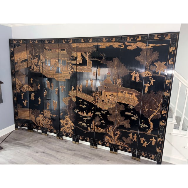 Vintage 8 Panel Asian Screen For Sale In Chicago - Image 6 of 7