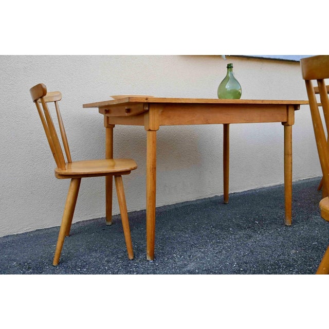 Vintage Bohemian Wood Bistro Tables with Turned Legs, 1960s, Set of 5 For Sale - Image 10 of 18