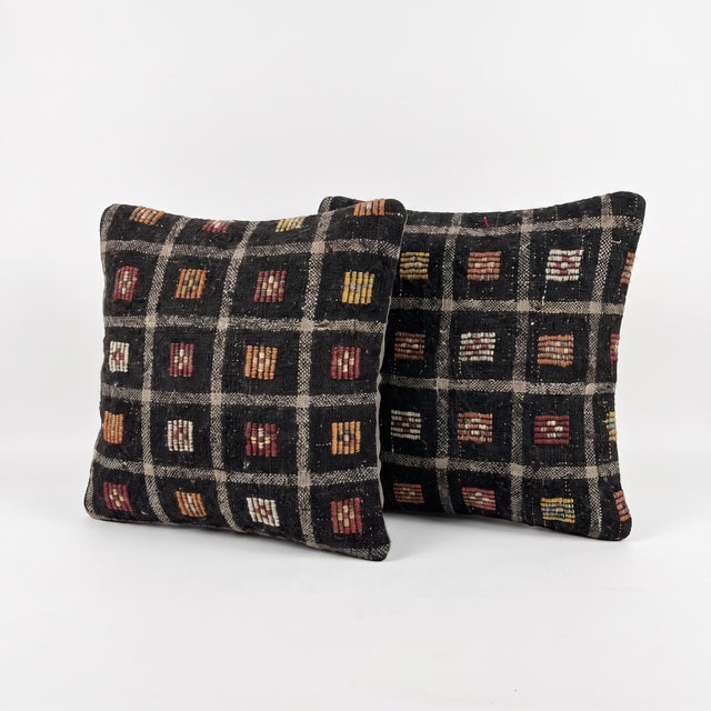 This beautiful 19'' x 19'' & 19'' x 20'' pillow cover set was made from authentic Turkish Kilim pieces. Bright colors of...