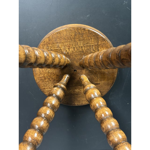 Mid-Century Bobbin Wood Turned French Farm House Stool, France, 1960s For Sale - Image 14 of 15