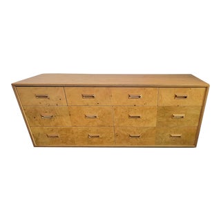 Vintage Seven Drawer Burlwood Dresser For Sale