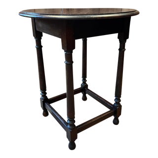 Antique English Round Oak Tea Table For Sale
