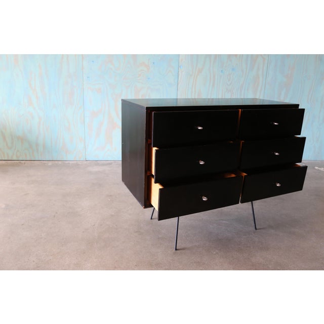 Wood Early Paul McCobb 1950s Black Birch Cabinet on Iron Base Mid Century Modern For Sale - Image 7 of 13