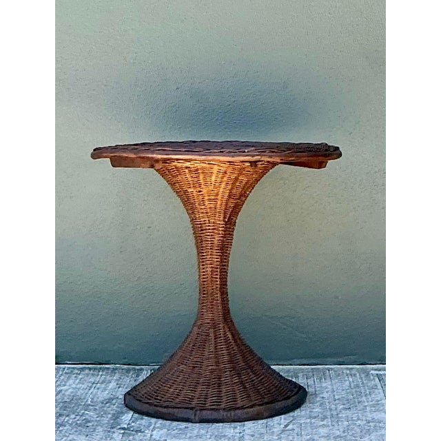 Vintage Woven Rattan Drinks Table For Sale - Image 11 of 12