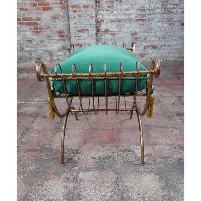 Gilt Metal French Lady's Bench with Velvet Pillow - C. 1920s For Sale In Los Angeles - Image 6 of 10