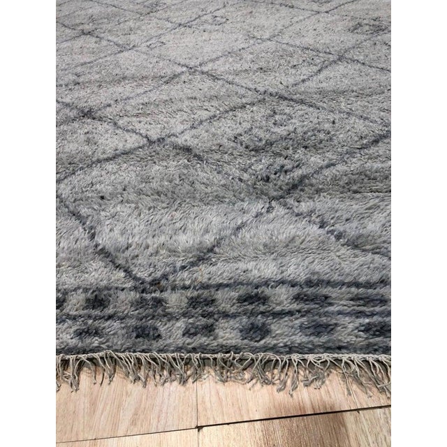 8x10 Gray Hand-Knotted Wool Diamond Motif Geometric Modern Carpet Rug For Sale - Image 9 of 13