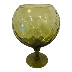 1960s Italian Green Glass Footed Vase