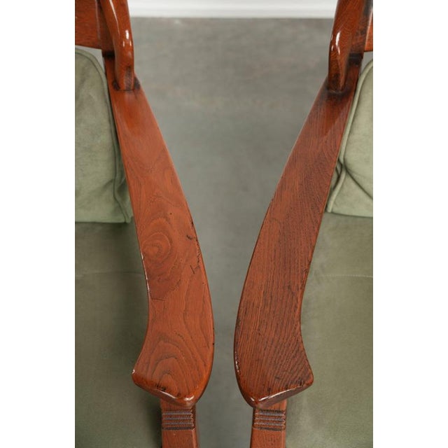 Art Nouveau Jugendstil Dining Chairs with Suede Upholstery from Schuitema, Set of 6 For Sale - Image 9 of 18