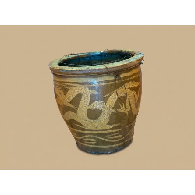 Antique Chinese Dragon Egg Art Pottery Dragon Jardinière Planter Pot For Sale - Image 4 of 9