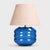 Hand-Blown Glass Table Lamp with Linen Shade in Azure by Svitanok For Sale - Image 4 of 4