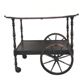 20th Century English Traditional Tea Cart With Collapsible Sides For Sale