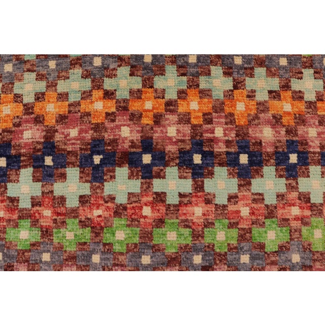 1990s Boho Chic Balochi Maroon/Orange Wool Rug - 3'3''x5'1'' For Sale - Image 5 of 11