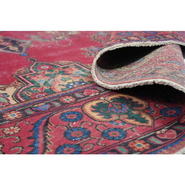 Red 1970s Vintage Persian Handmade Wool 9x13 Red Area Rug For Sale - Image 8 of 11