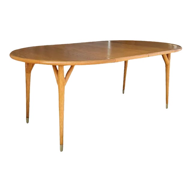 1950 Rare "Y" Leg Expandable Dining Table W 2 Leaves in the Style of Paul Laszlo For Sale