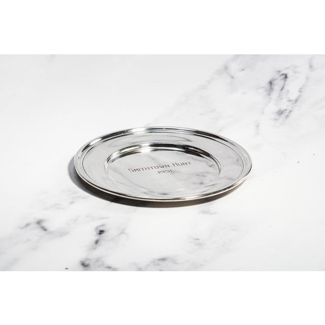 Interesting Vintage Smithtown Hunt Trophy Silverplate Round Dish Tray Catchall Home Decor For Sale In New York - Image 6 of 8