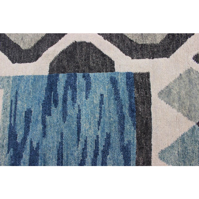 Scandinavian Piled Rug by Keivan Woven Arts, 8x10 Geometric Design Blue For Sale - Image 9 of 13