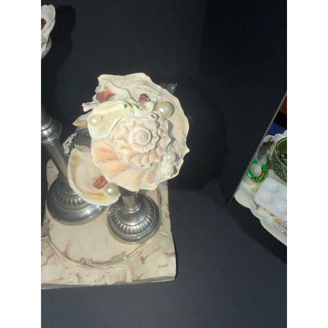 Silver Celestial Meets the Sea Oysters and Pearls-Coastal Art Sculpture For Sale - Image 8 of 8