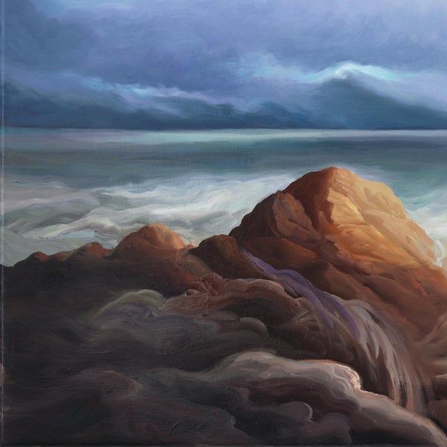 2020s Turning Tide - Original Contemporary Coastal Landscape Oil Painting on Canvas by Phoebe Brunner For Sale - Image 5 of 9