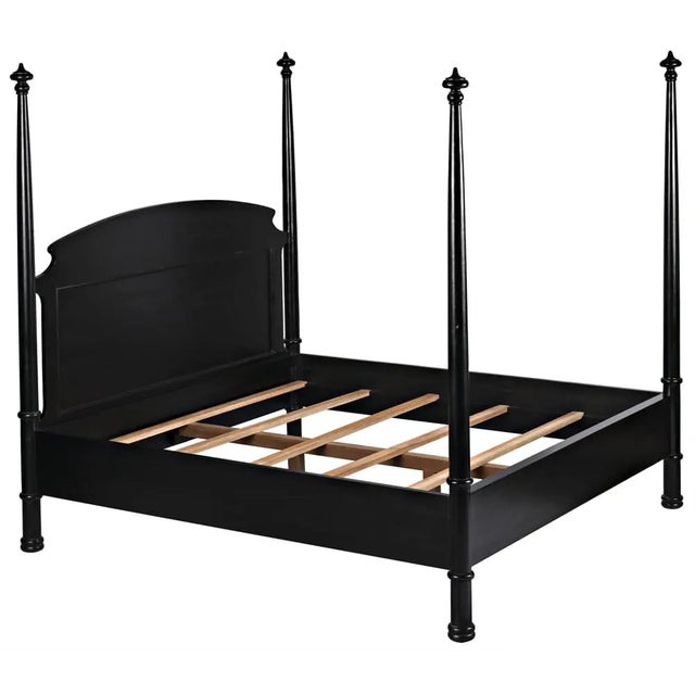 Mid-Century Modern NOIR New Douglas Bed, Eastern King, Hand Rubbed Black For Sale - Image 3 of 5