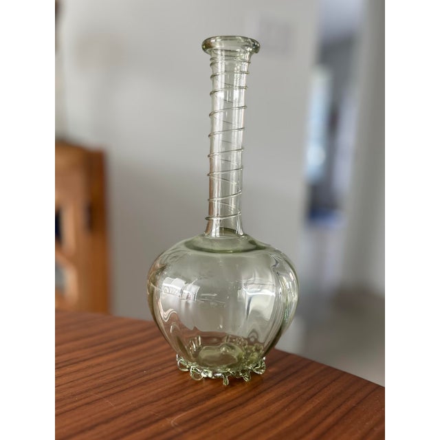 Postmodern Late 20th Century Juliska Hand-Blown Bubble Vase in Pear Green For Sale - Image 3 of 9