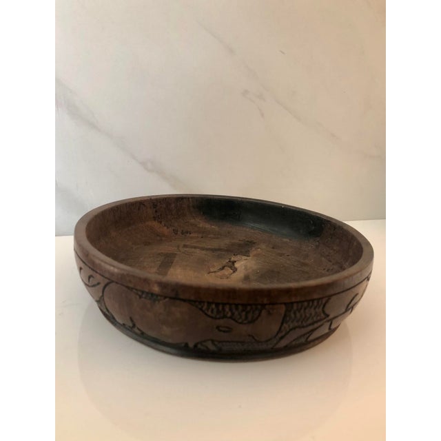 Handcarved African Hardwood Rhino Bowl / Catchall For Sale - Image 16 of 17