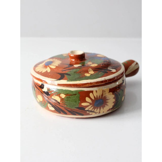 Vintage Mexican Redware Covered Bowl With Handle For Sale - Image 12 of 12