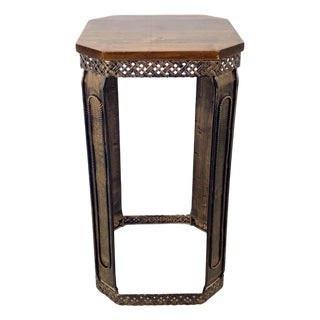 Decorative Pedestal Table With Octagonal Wood Top For Sale