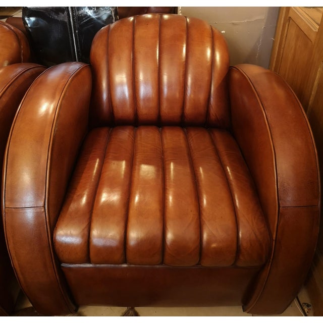 Brown Leather Club Armchairs, 2010s, Set of 2 For Sale - Image 6 of 12