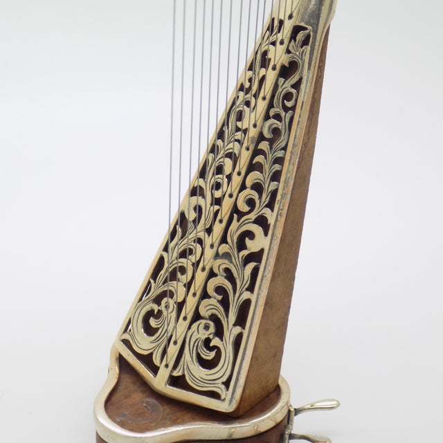 Silver Vintage Italian Harp Figurine in Wood and Silver 800 by Sacchetti, 1980s For Sale - Image 8 of 12