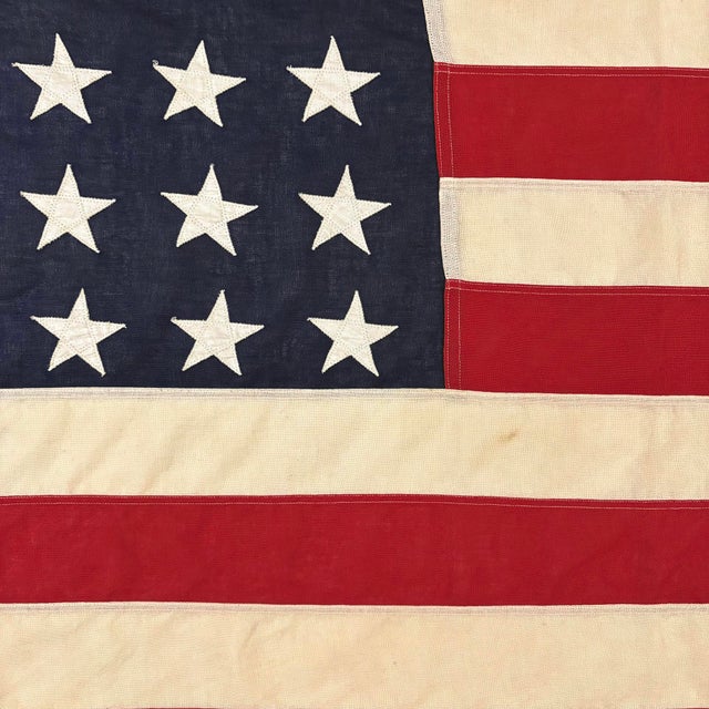 Mid 20th Century Large Vintage Cotton American Flag With 48 Sewn Stars For Sale - Image 5 of 7